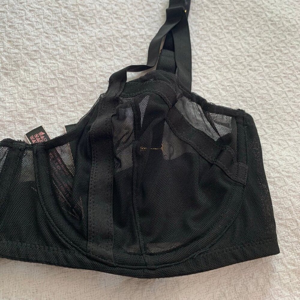 Victorias Secret Very Sexy Unlined Balconet Bra Black Mesh Strappy 34DD‎ - Picture 3 of 9